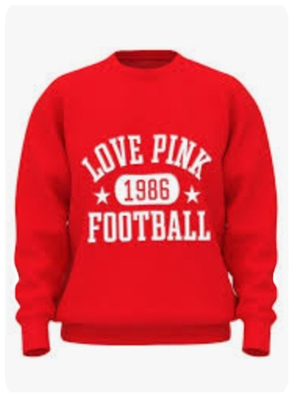 PINK Victoria's Secret Bright Red 'Love Pink 1986 Football' Crewneck Sweater